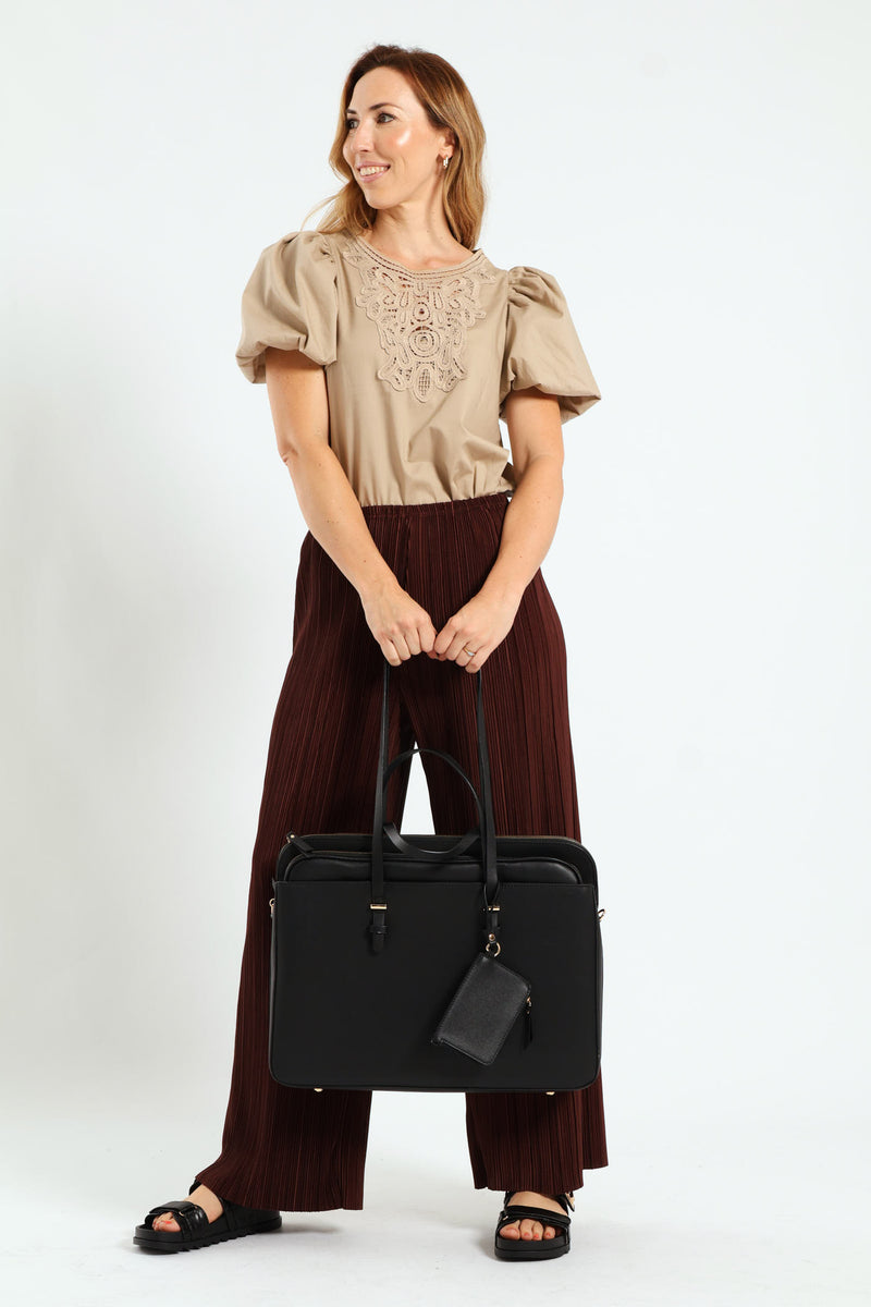 15inch Textured Laptop Bag with Coin Purse & Removable Laptop Sleeve