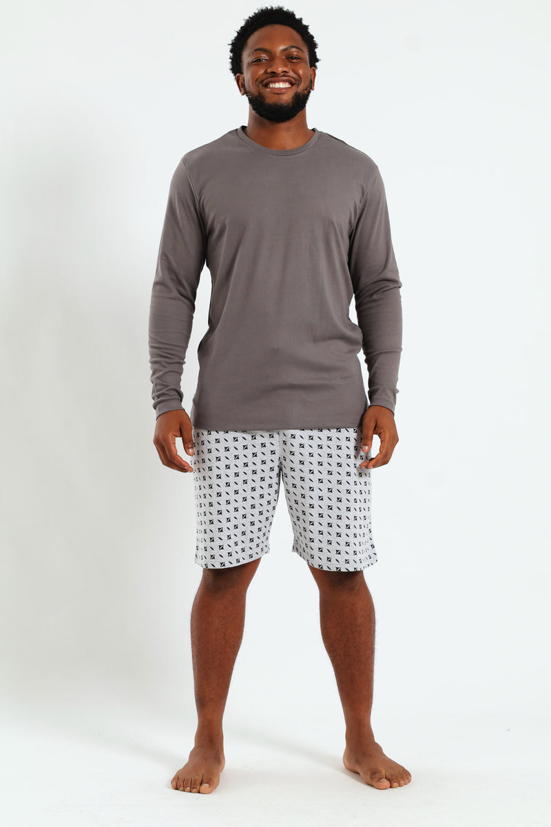 Long Sleeve Interlock Top - Grey