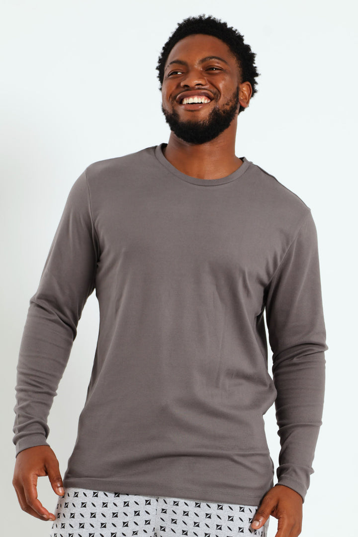 Long Sleeve Interlock Top - Grey