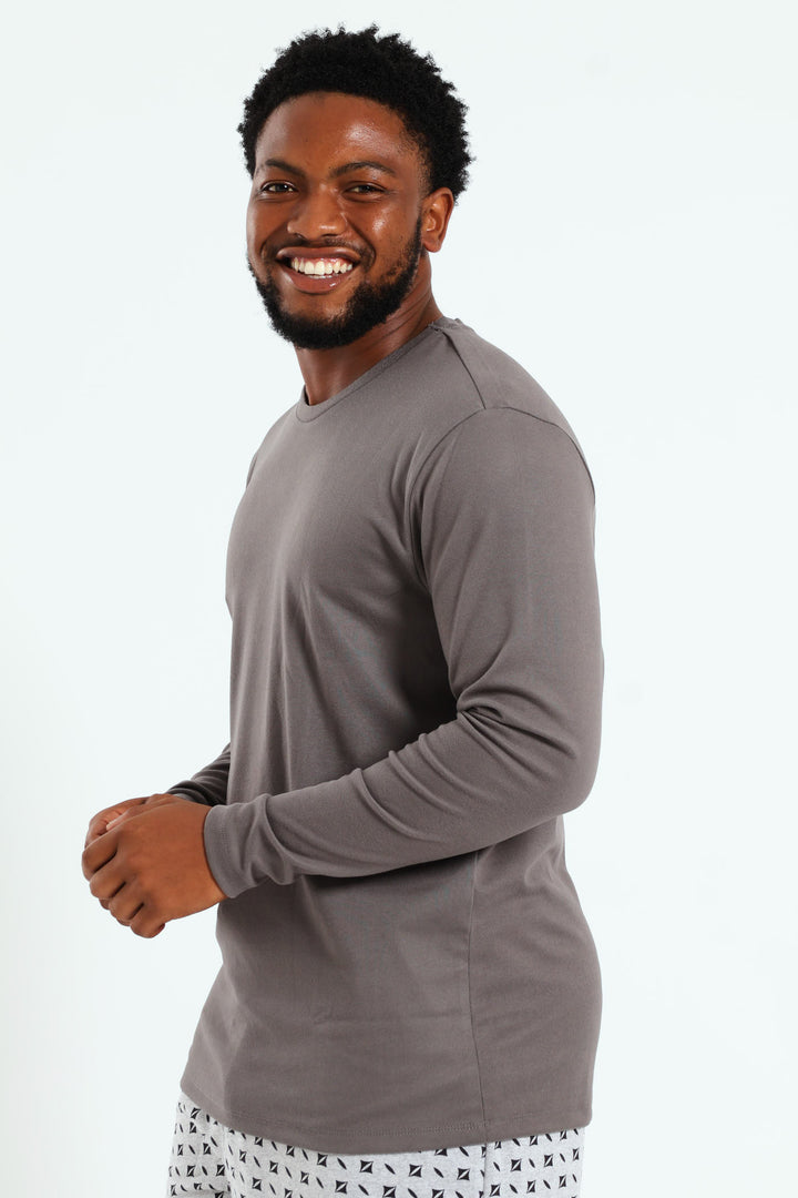 Long Sleeve Interlock Top - Grey