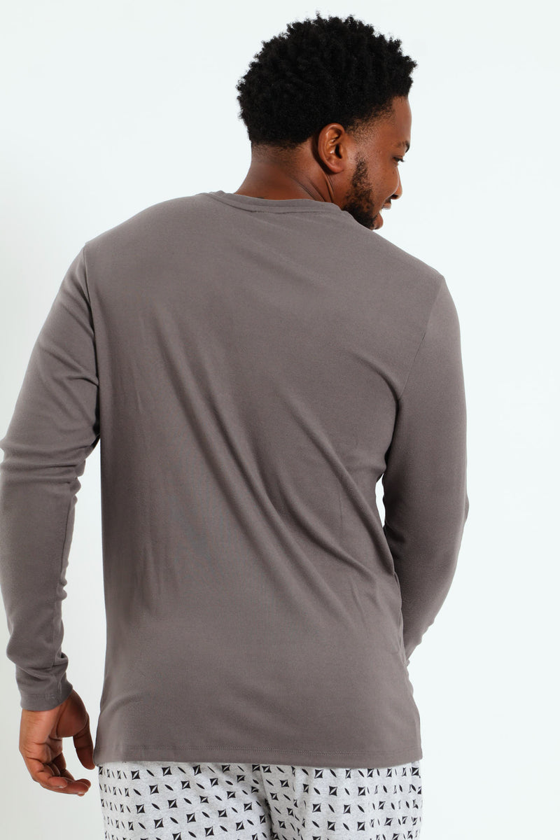 Long Sleeve Interlock Top - Grey