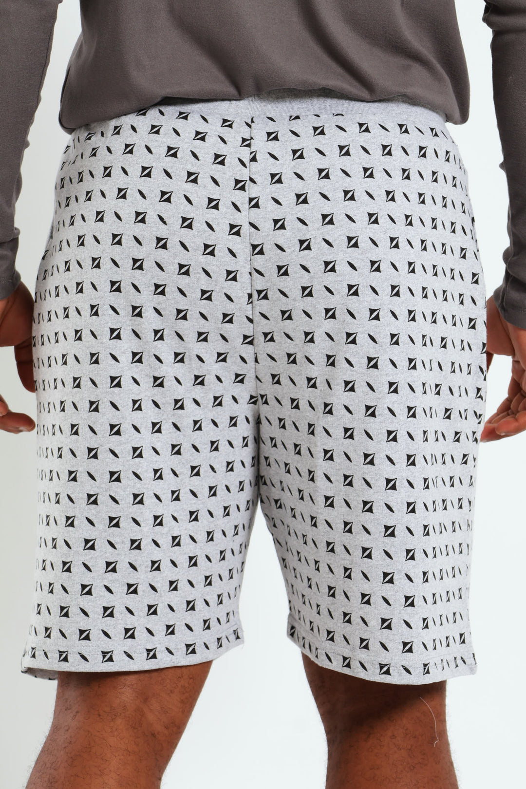 Unbrushed Fleece Printed Knit Shorts - Grey Melange
