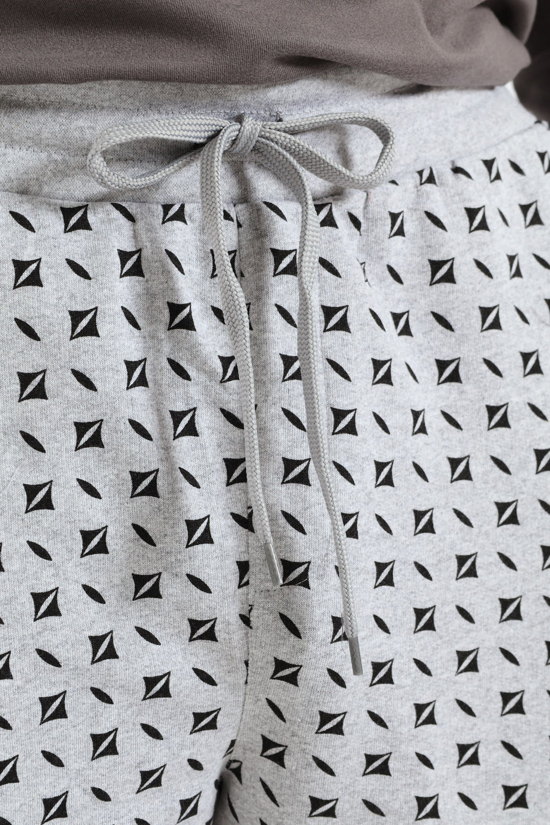 Unbrushed Fleece Printed Knit Shorts - Grey Melange