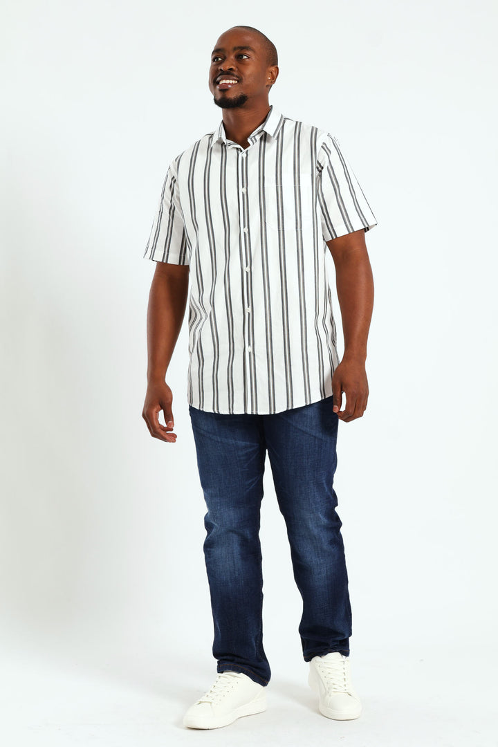 Short Sleeve Stripe Shirt - White