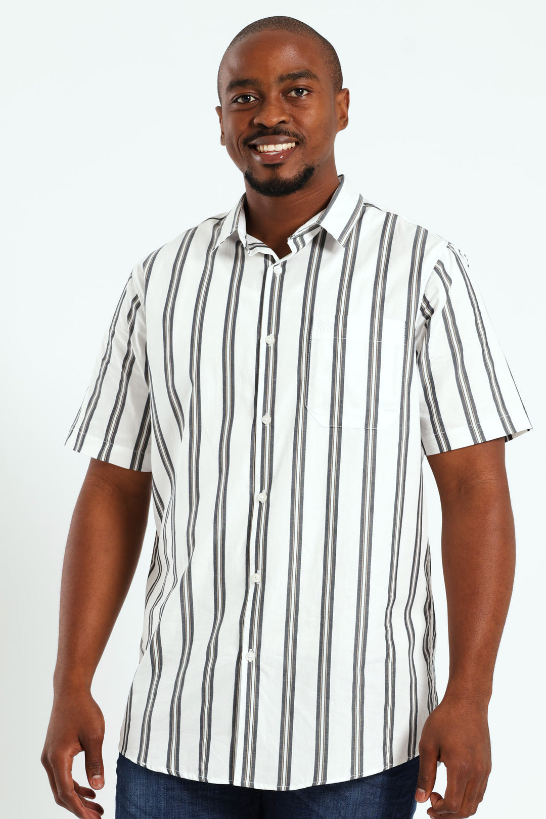 Short Sleeve Stripe Shirt - White