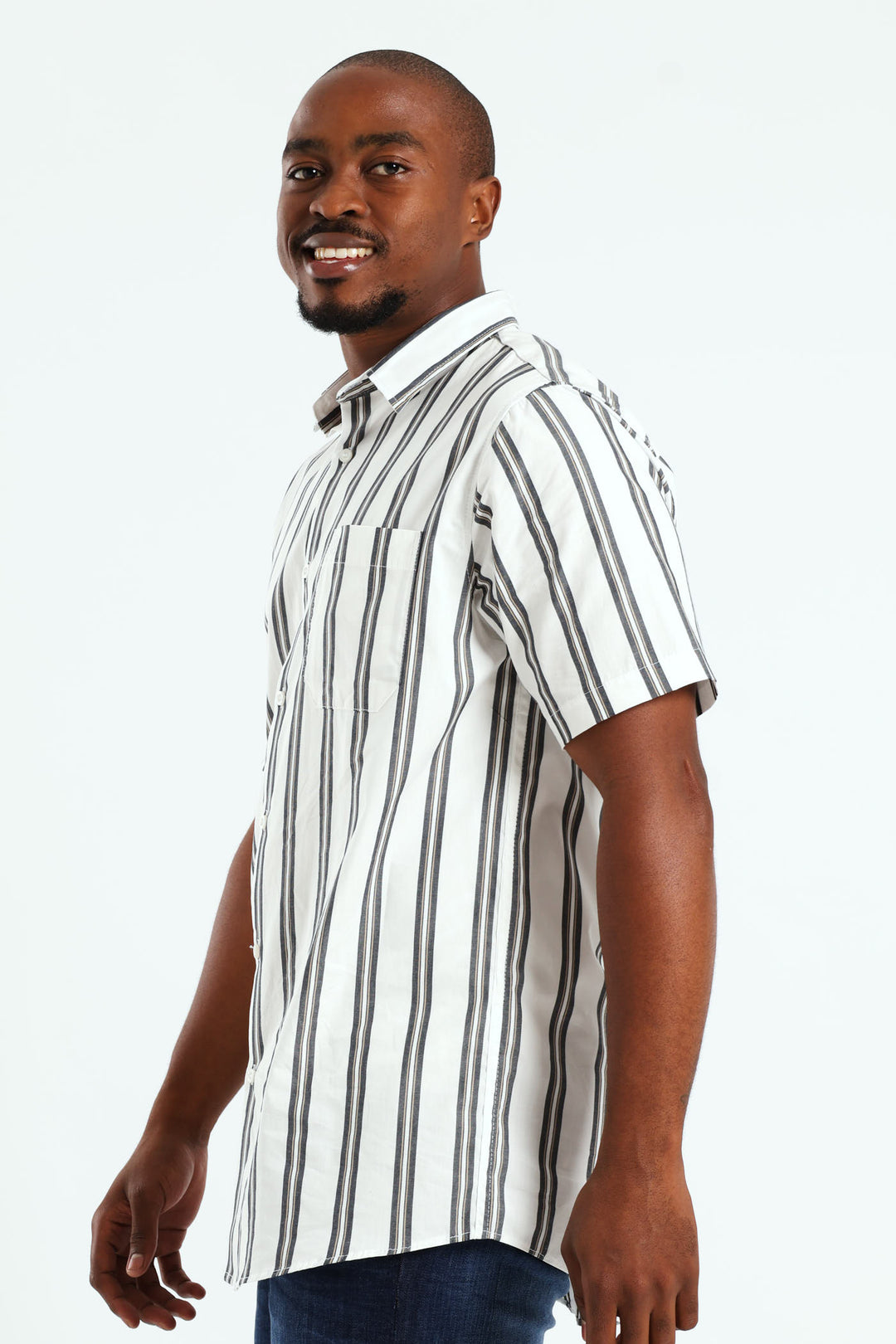 Short Sleeve Stripe Shirt - White