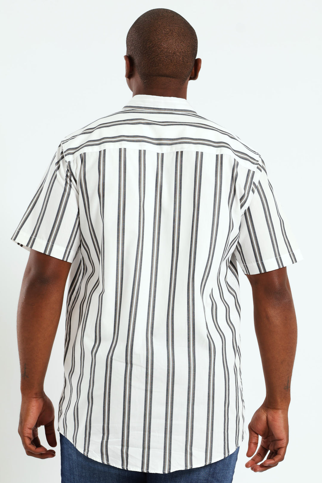 Short Sleeve Stripe Shirt - White