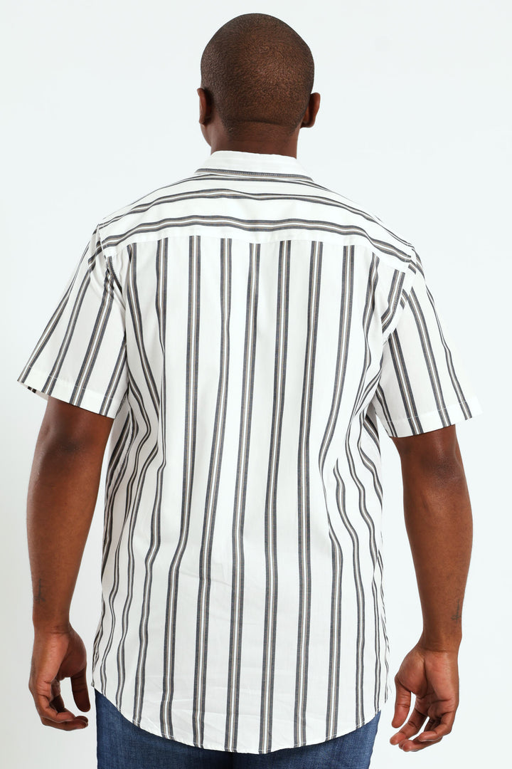 Short Sleeve Stripe Shirt - White