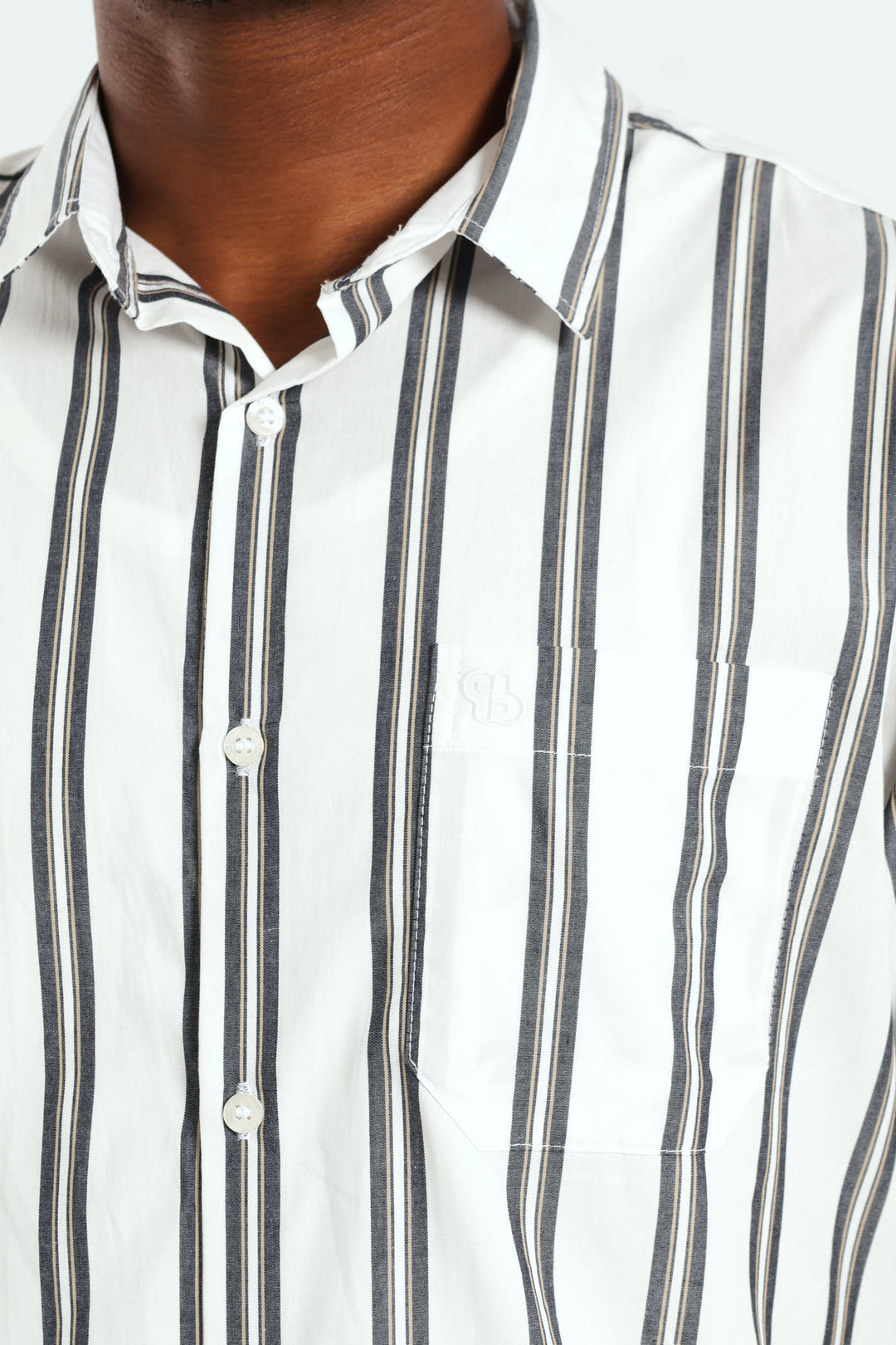 Short Sleeve Stripe Shirt - White