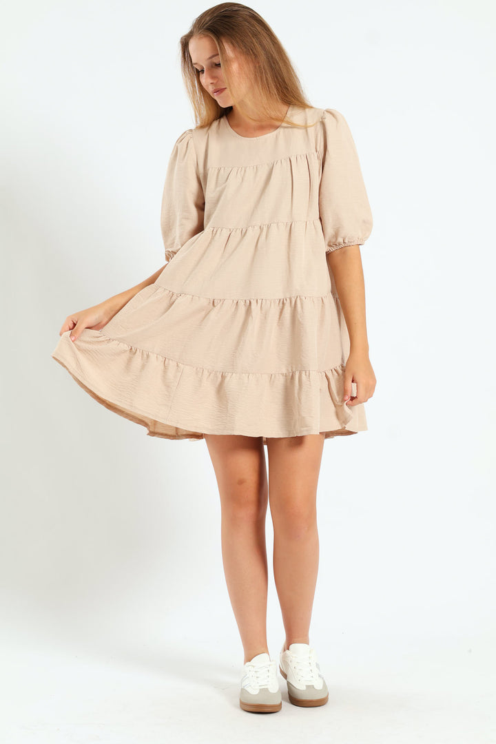 Girls Tiered Dress - Stone