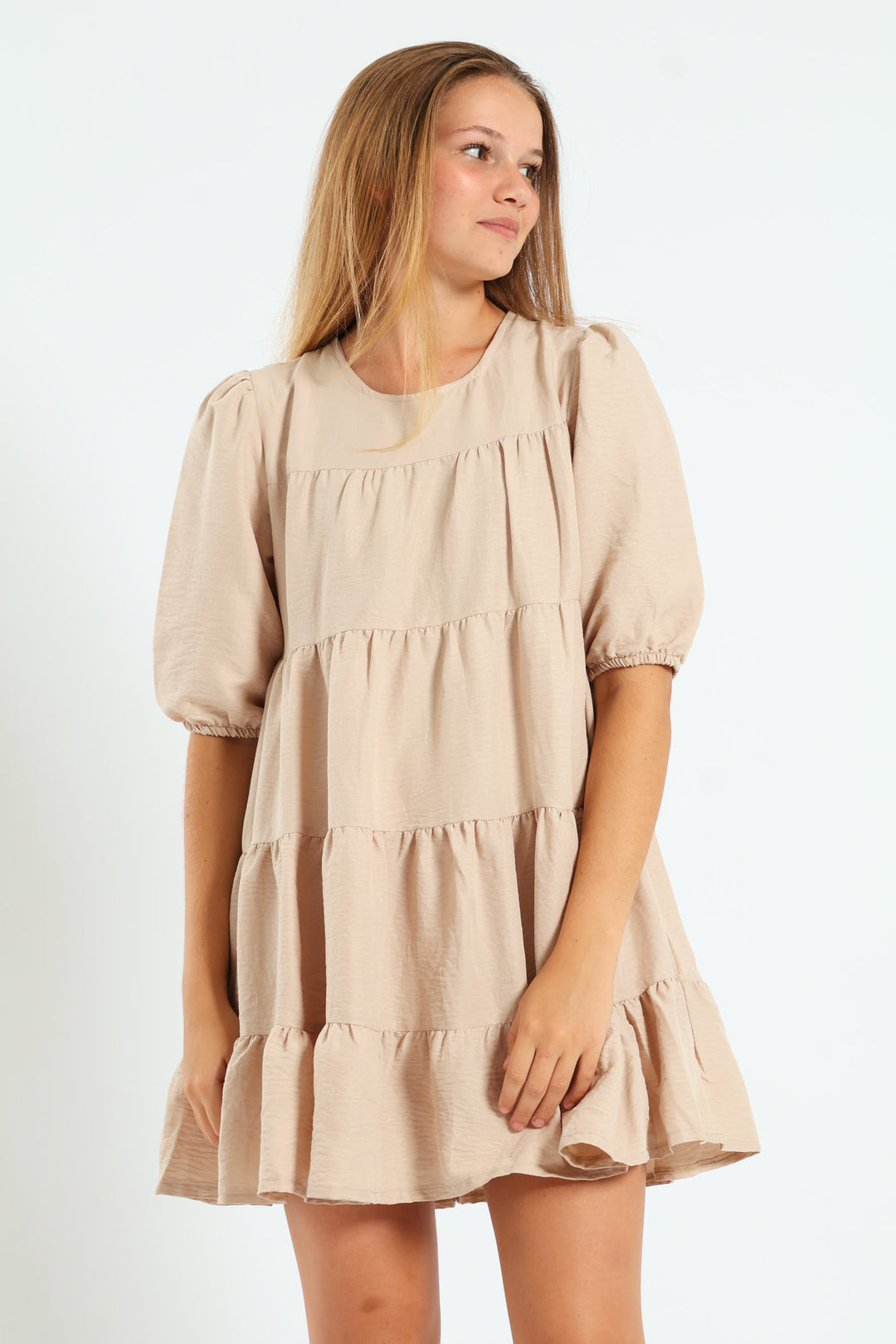Girls Tiered Dress - Stone