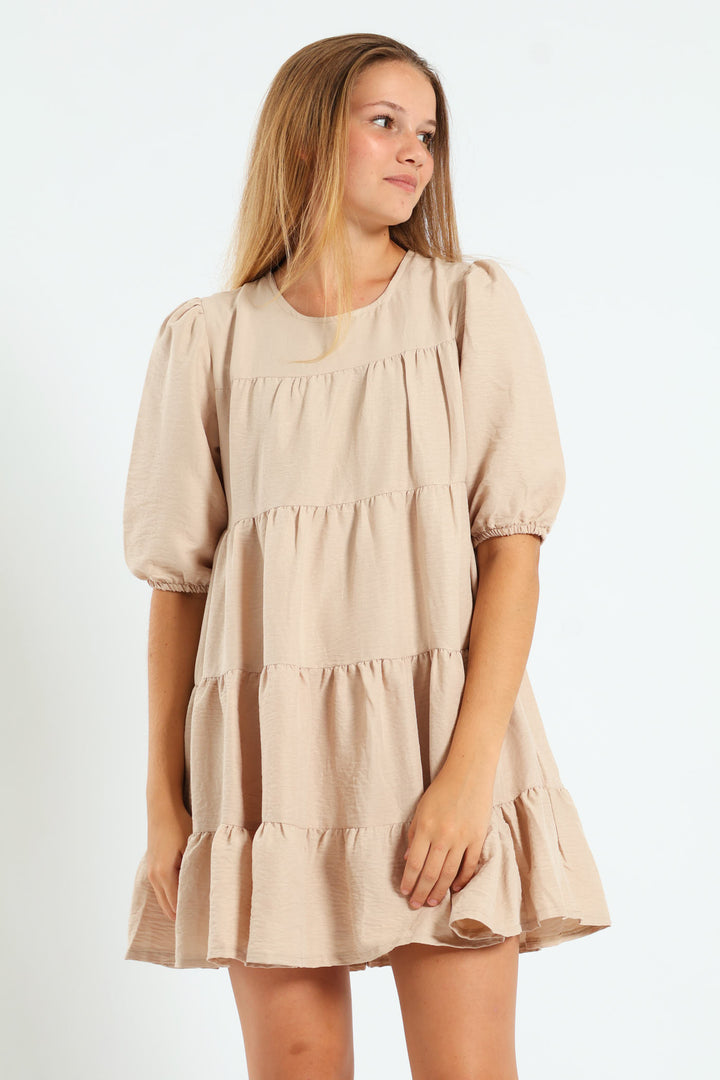 Girls Tiered Dress - Stone