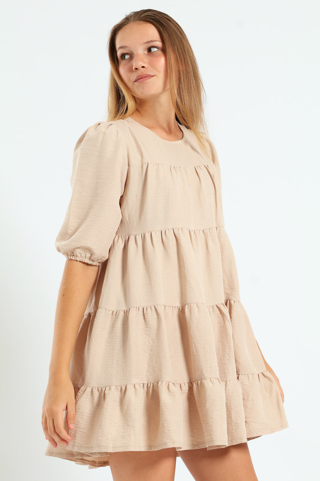 Girls Tiered Dress - Stone