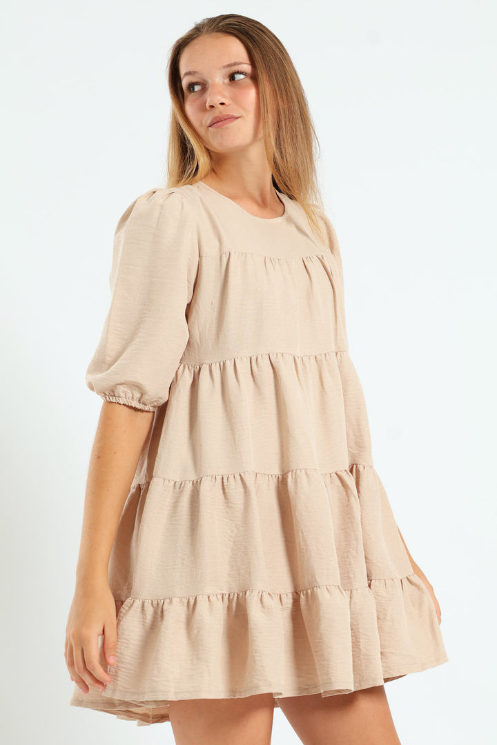 Girls Tiered Dress - Stone