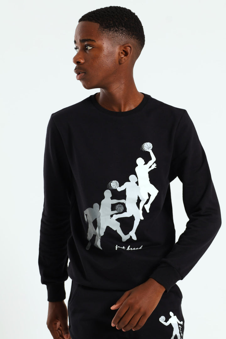 Boys Basketball Crew Top - Black