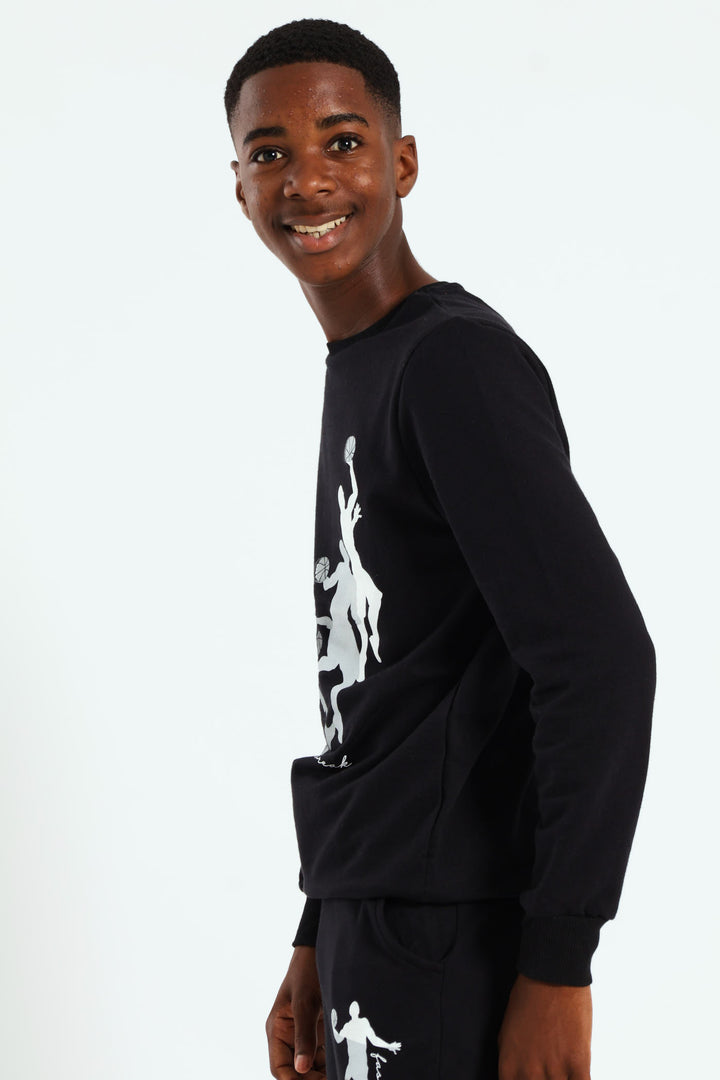 Boys Basketball Crew Top - Black