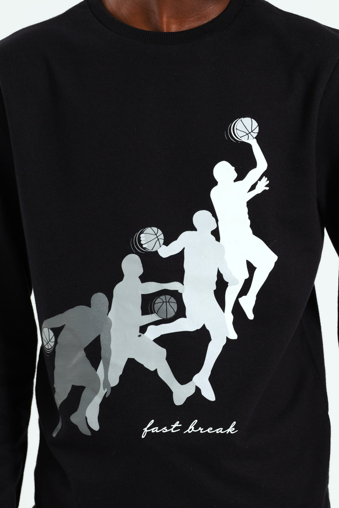 Boys Basketball Crew Top - Black