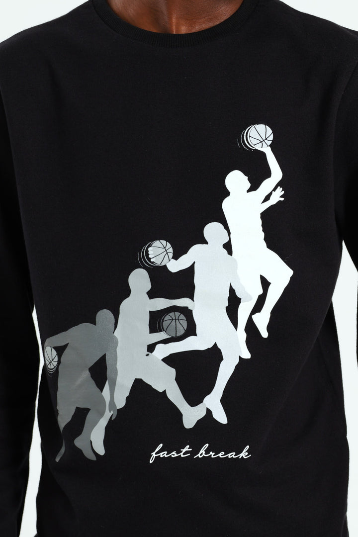 Boys Basketball Crew Top - Black