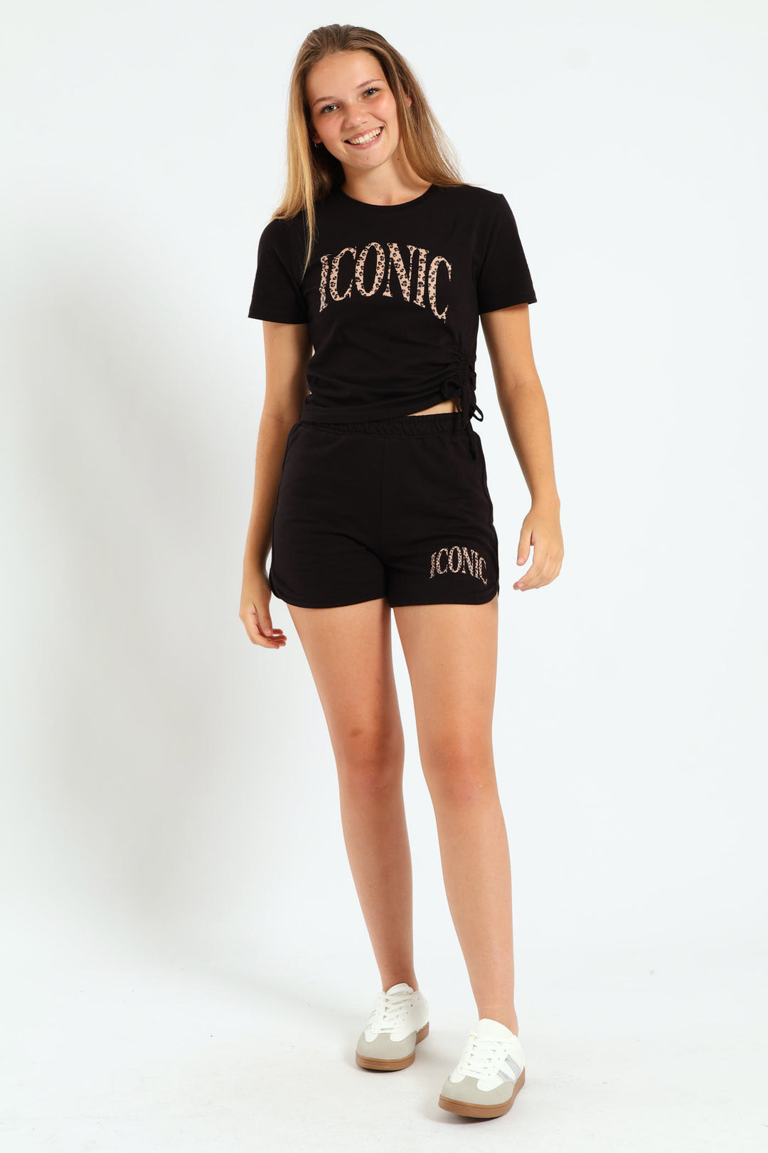 Girls Tennis Fleece Shorts - Black