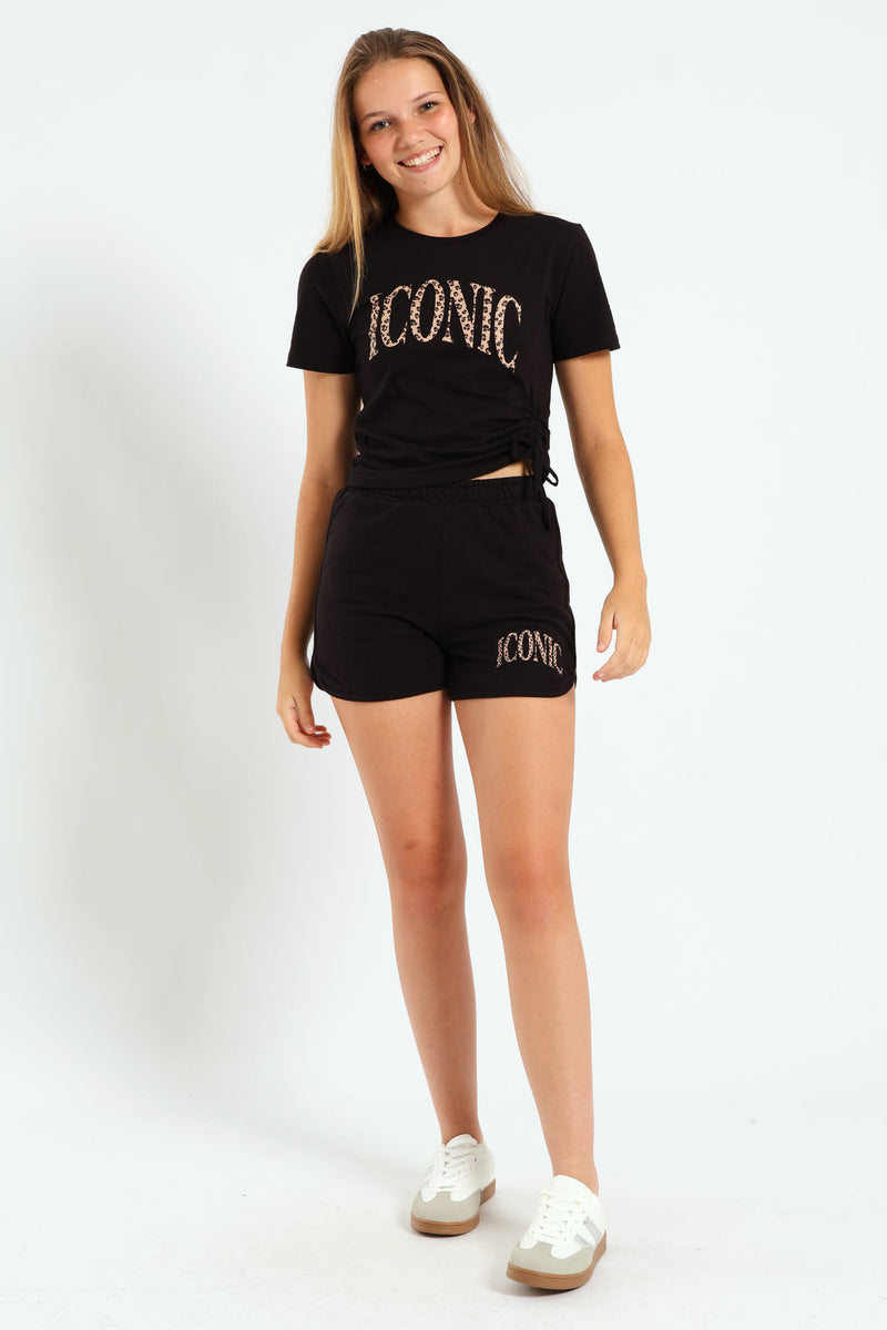 Girls Tennis Fleece Shorts - Black