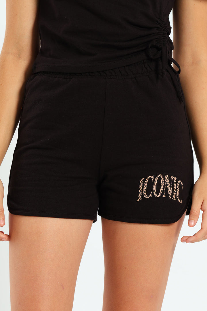 Girls Tennis Fleece Shorts - Black