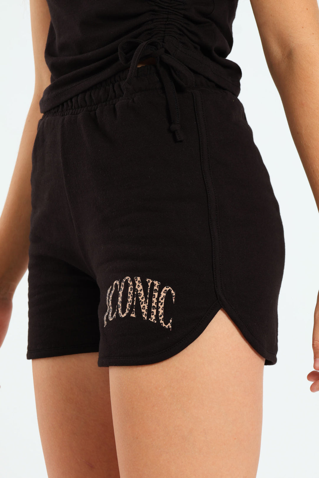 Girls Tennis Fleece Shorts - Black