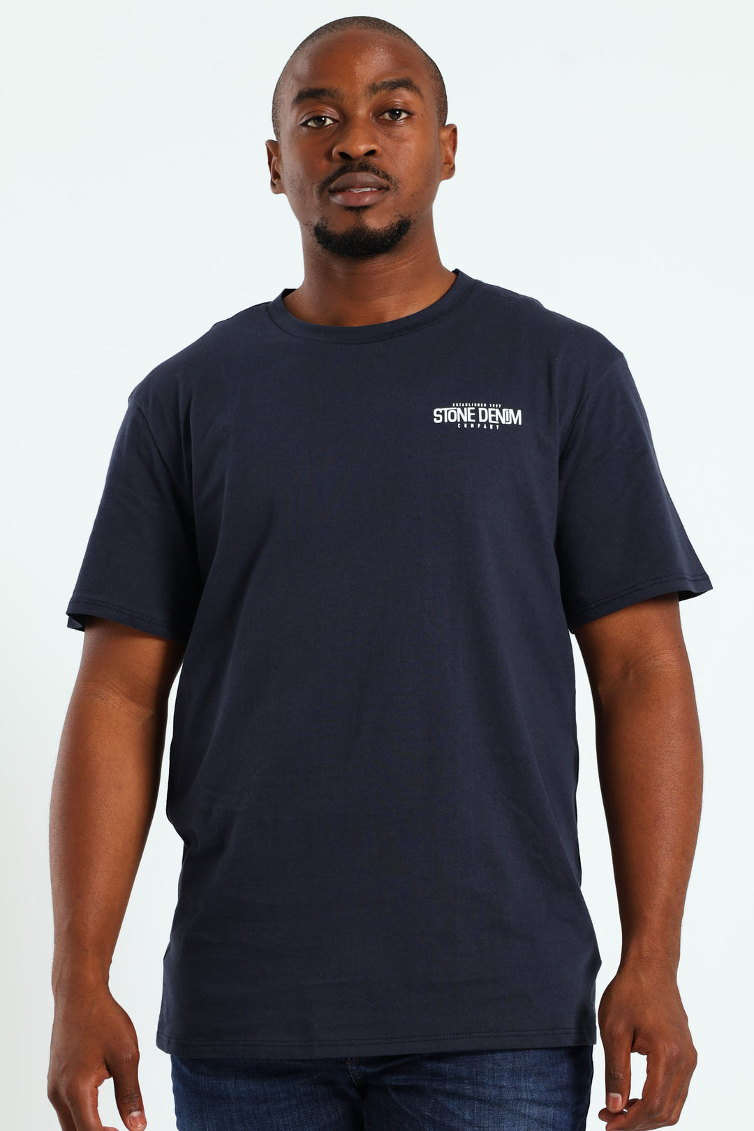 Superior Stone Denim Front & Back Print Tee - Navy