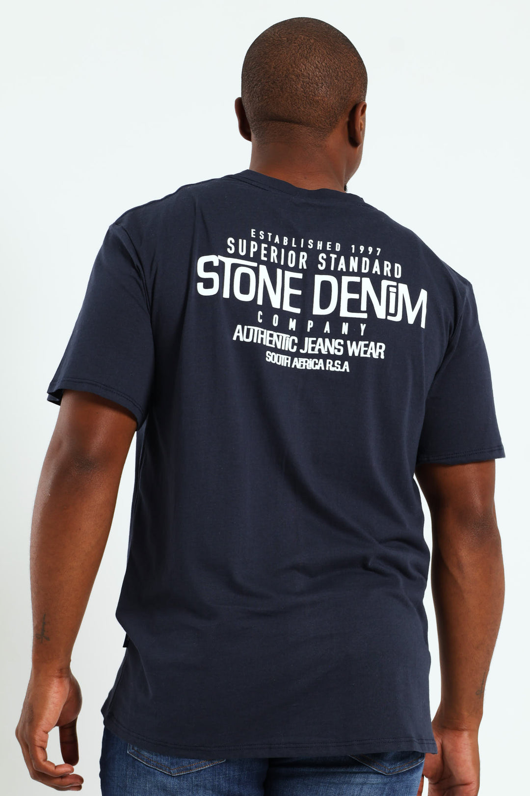 Superior Stone Denim Front & Back Print Tee - Navy