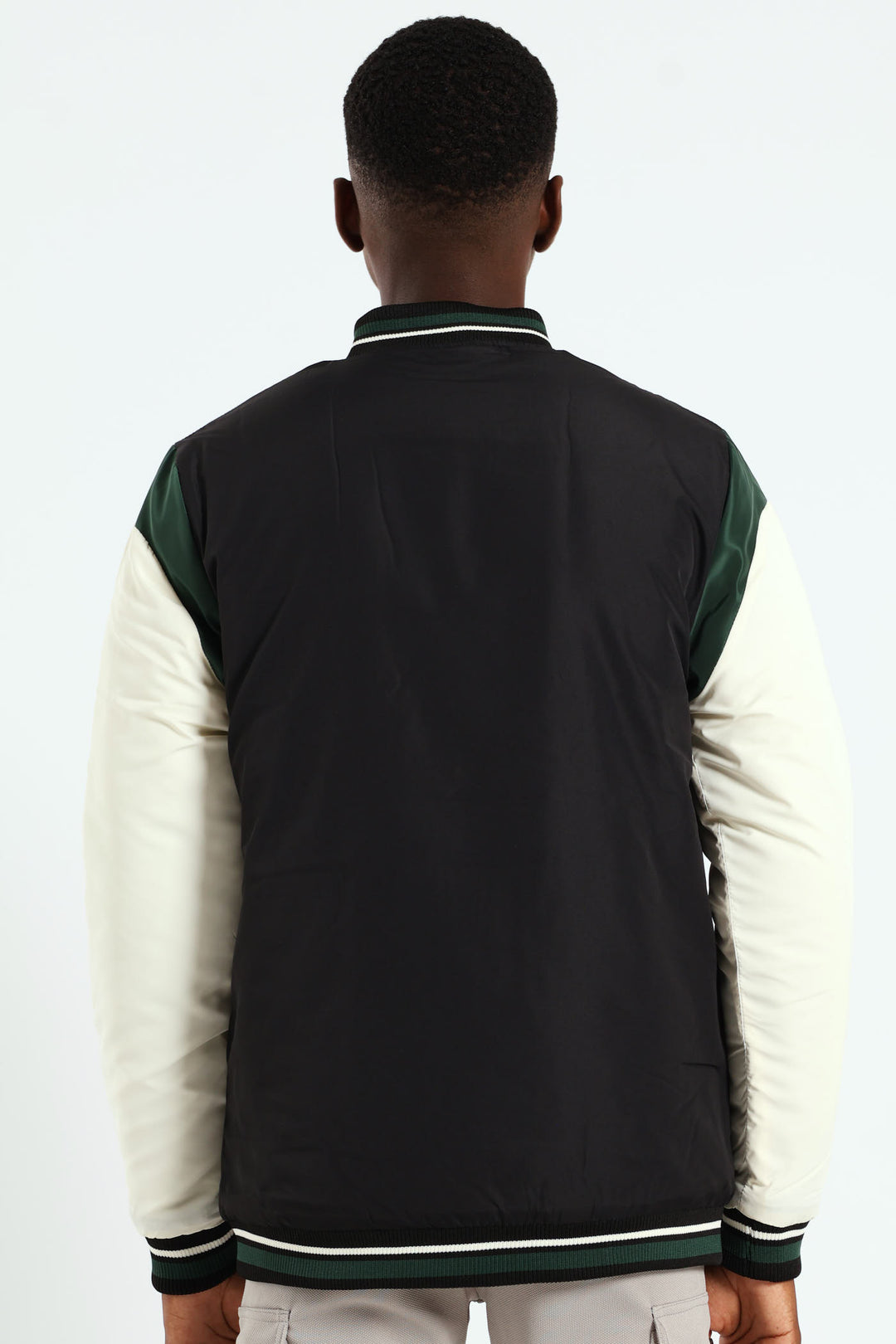 Boys Varsity Nylon  Bomber Jacket - Black