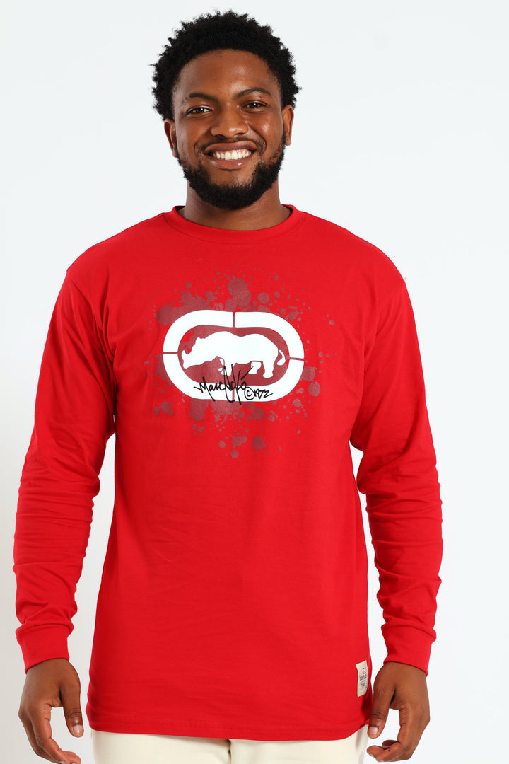 Splatter Long Sleeve Tee - Red
