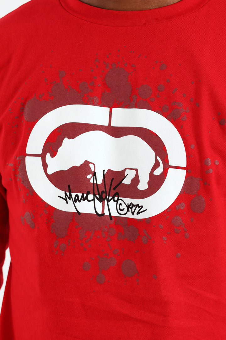 Splatter Long Sleeve Tee - Red