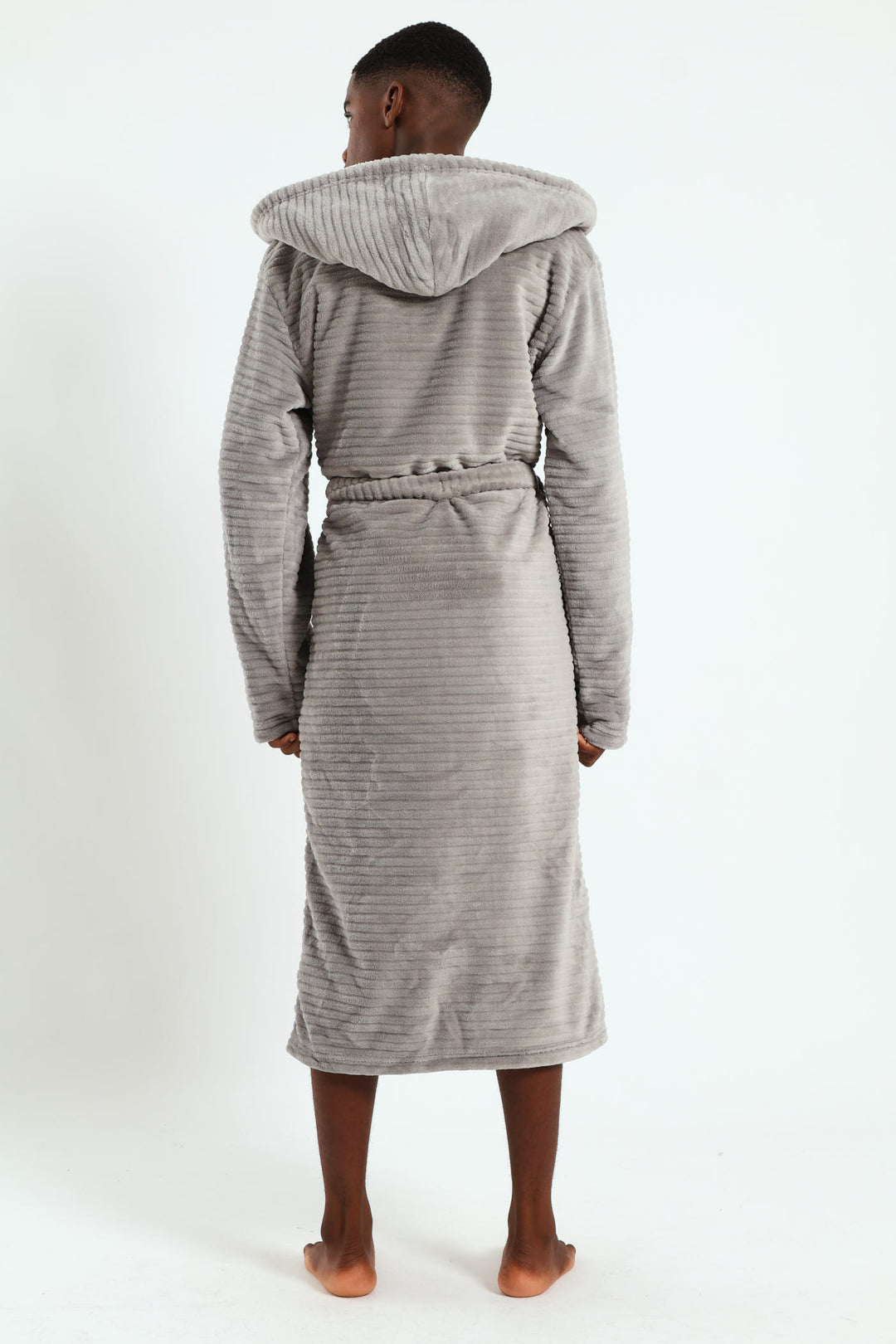 Boys Embossed Sherpa Lined Gown - Grey