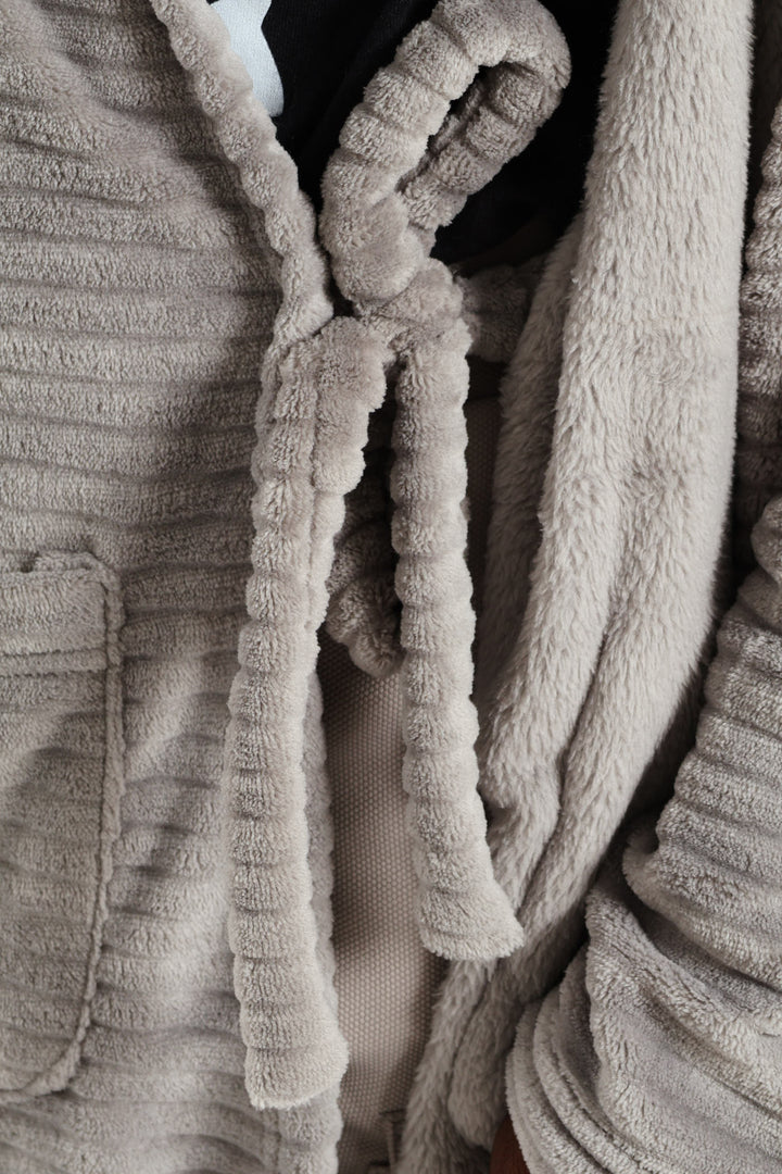 Boys Embossed Sherpa Lined Gown - Grey