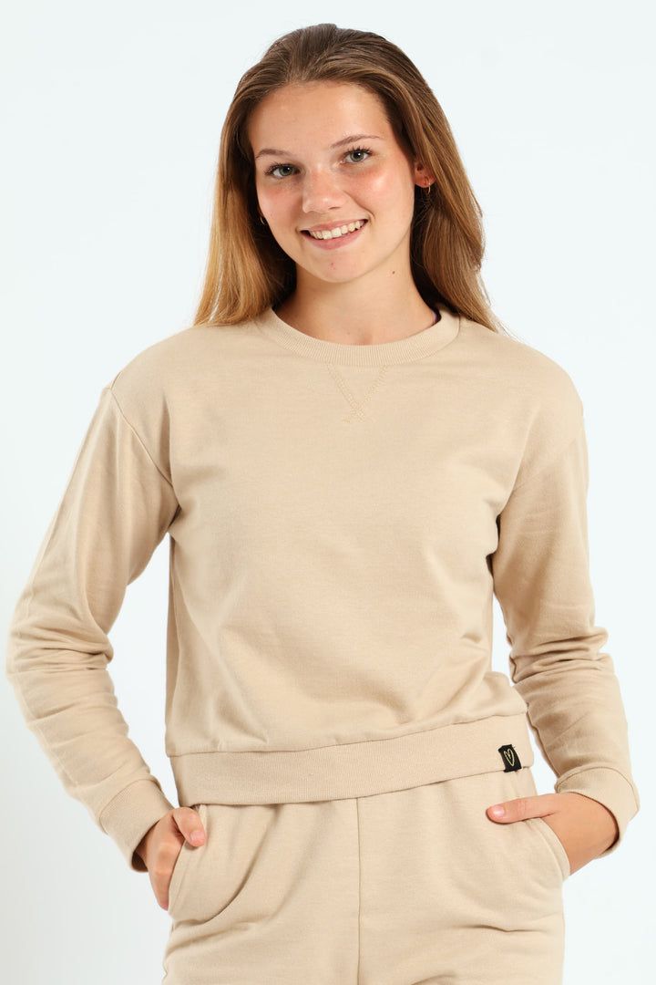 Girls Fleece Top - Tan