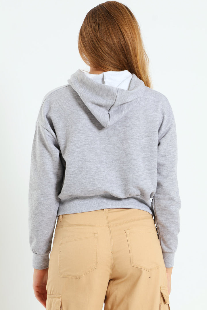 Girls Fleece Hoody - Grey Melange
