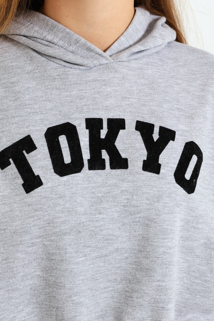 Girls Fleece Hoody - Grey Melange