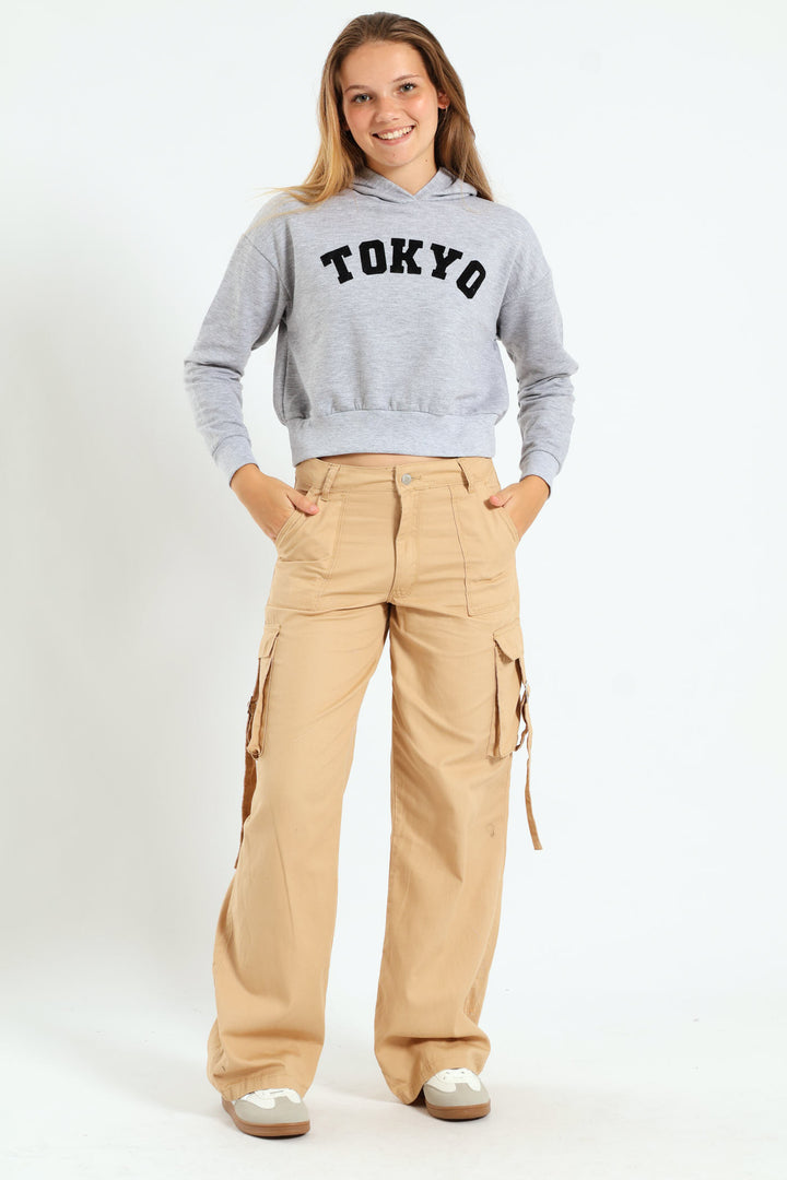 Girls Twill Cargo - Stone
