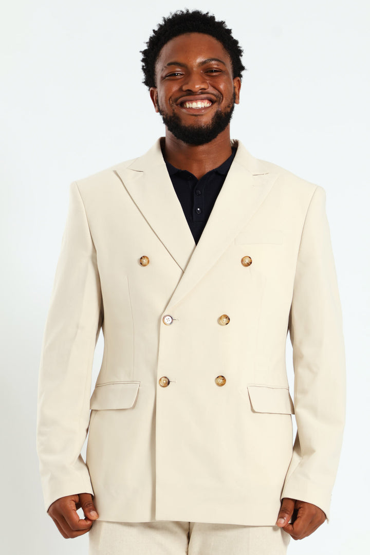 Slim Double Breasted Blazer - Neutral