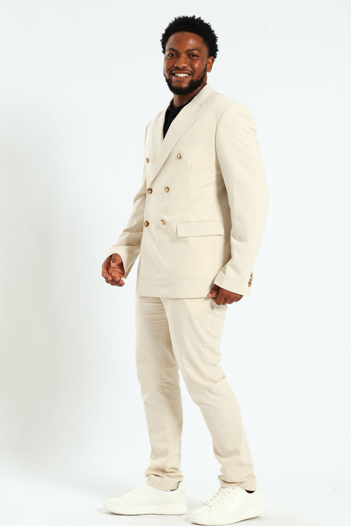 Slim Double Breasted Blazer - Neutral