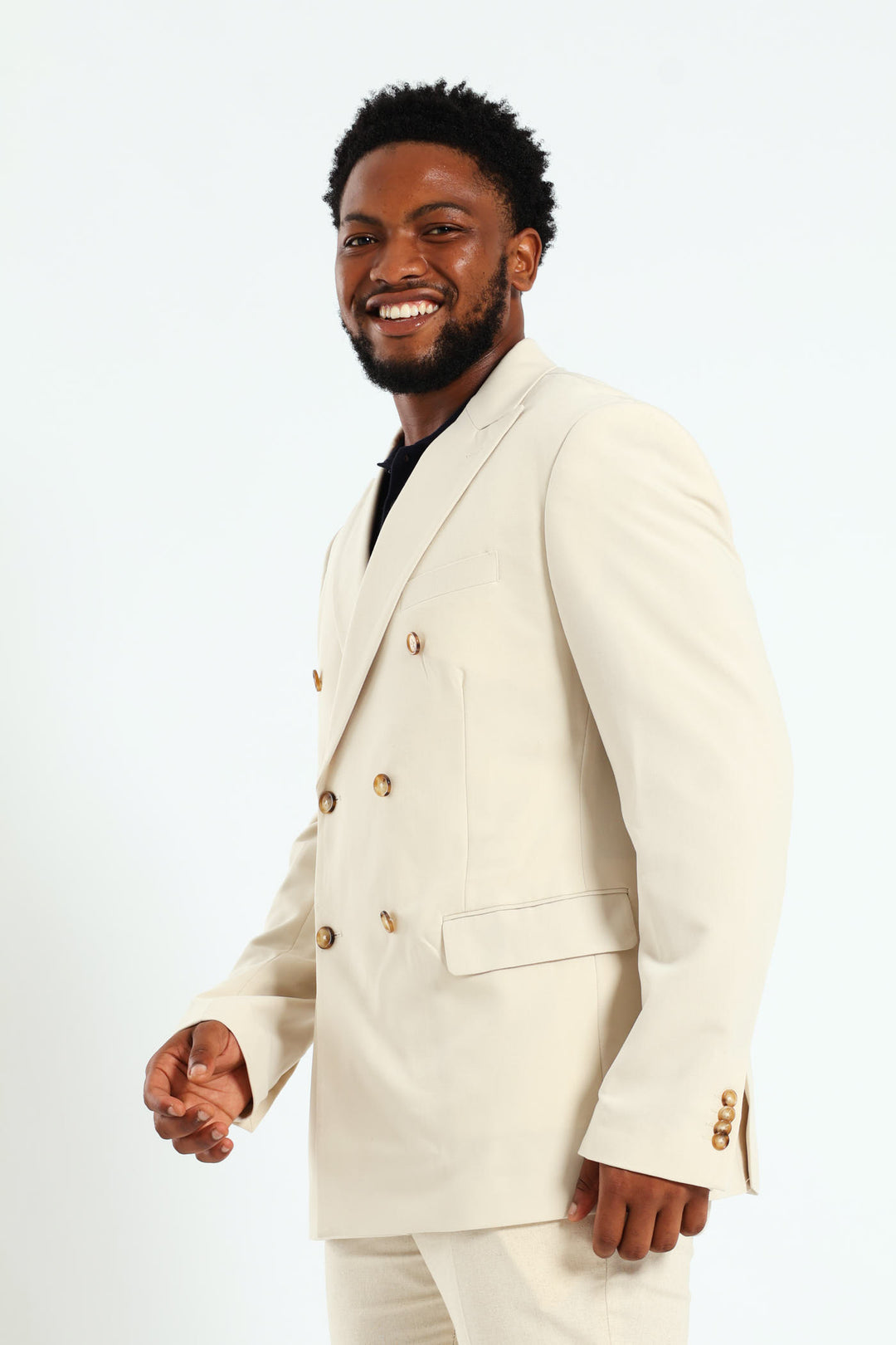 Slim Double Breasted Blazer - Neutral