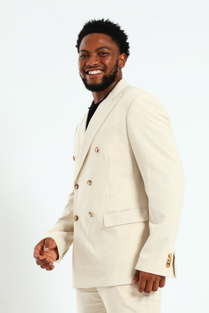 Slim Double Breasted Blazer - Neutral