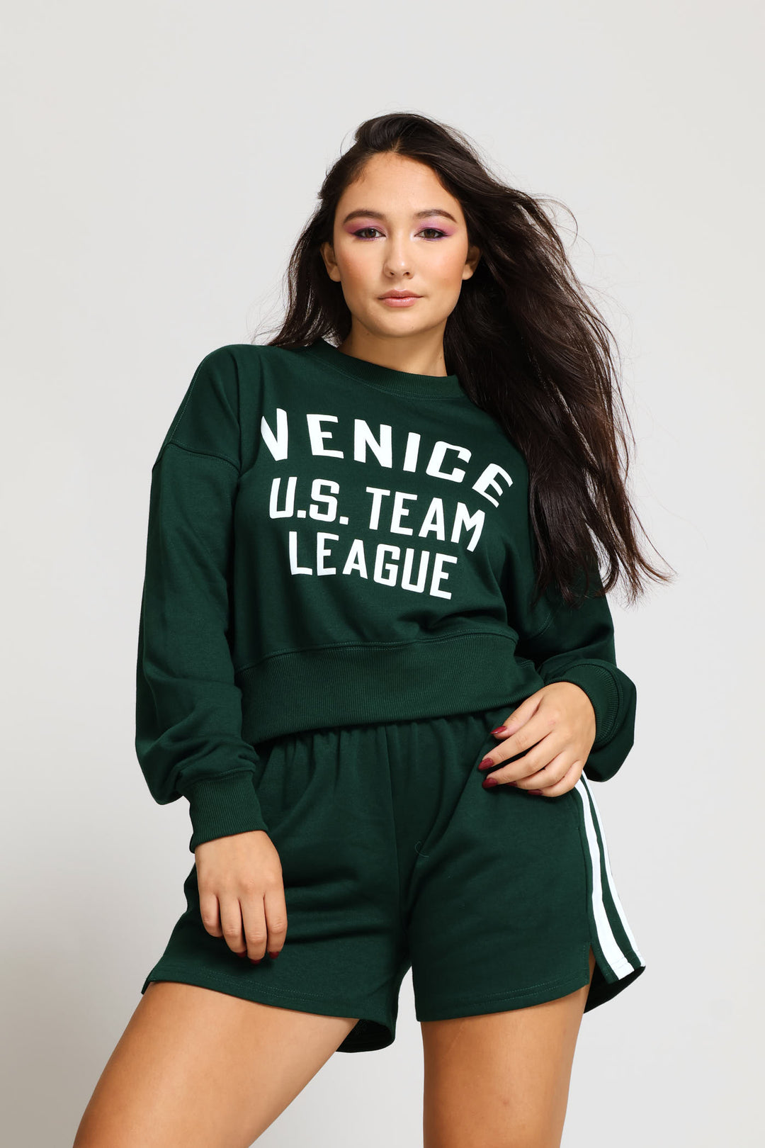 Side Stripe Fleece Short - Bottle Green