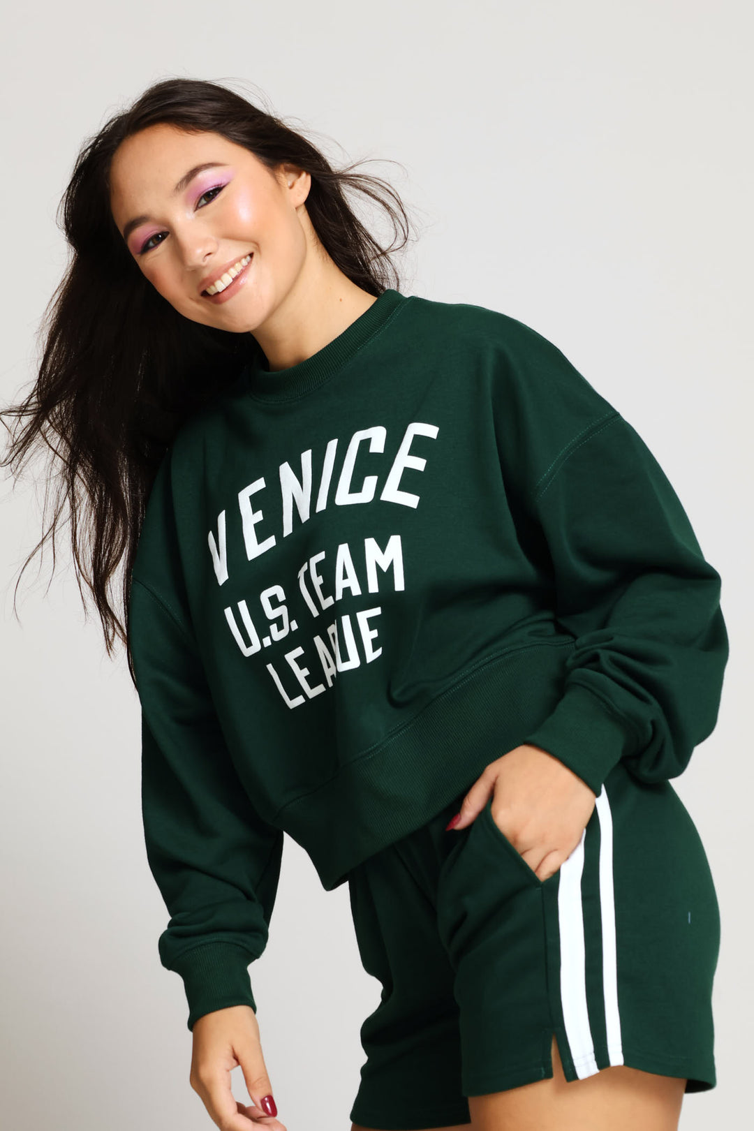 Side Stripe Fleece Short - Bottle Green