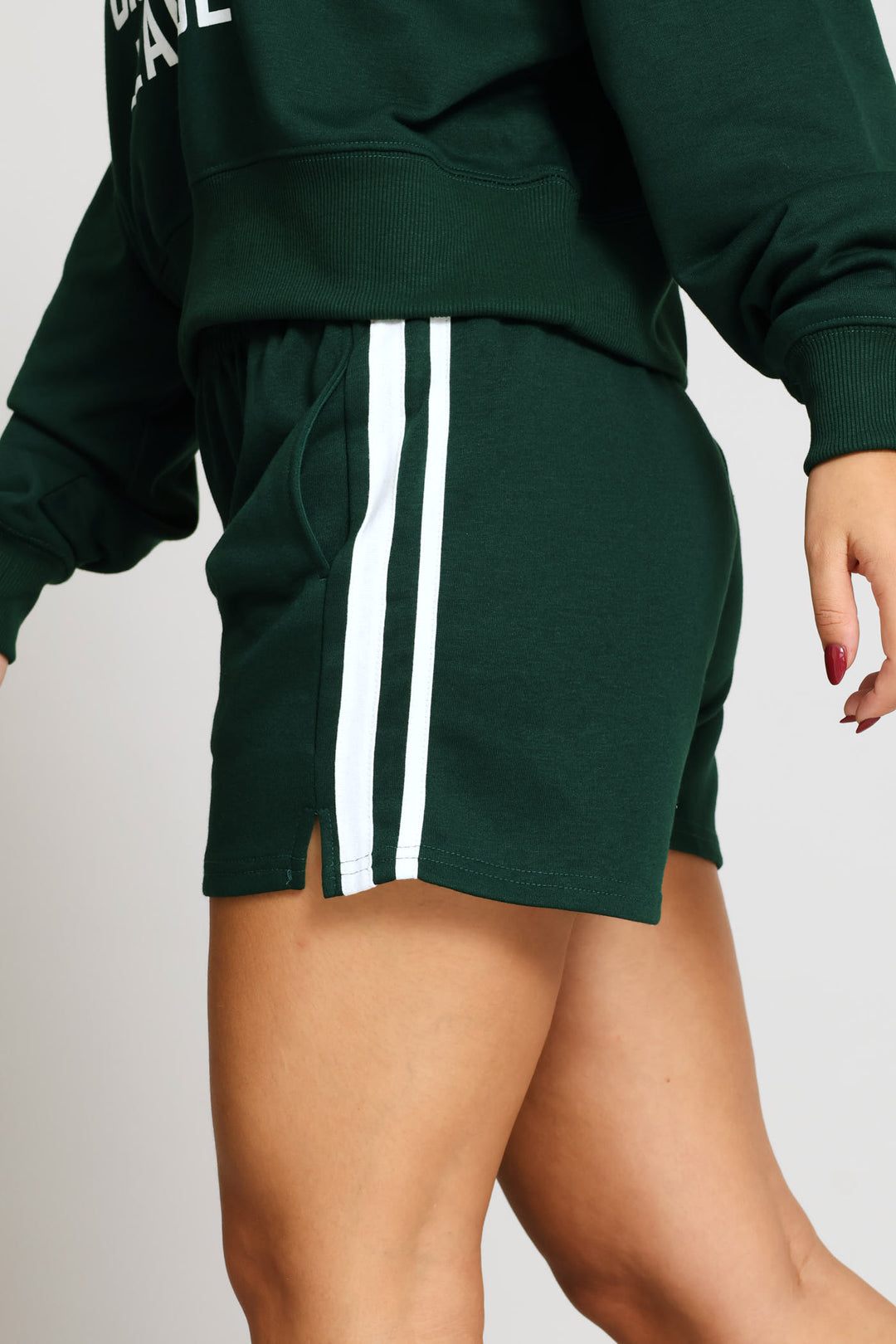 Side Stripe Fleece Short - Bottle Green