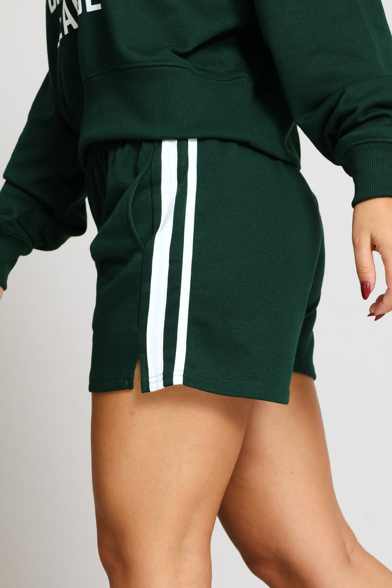 Side Stripe Fleece Short - Bottle Green