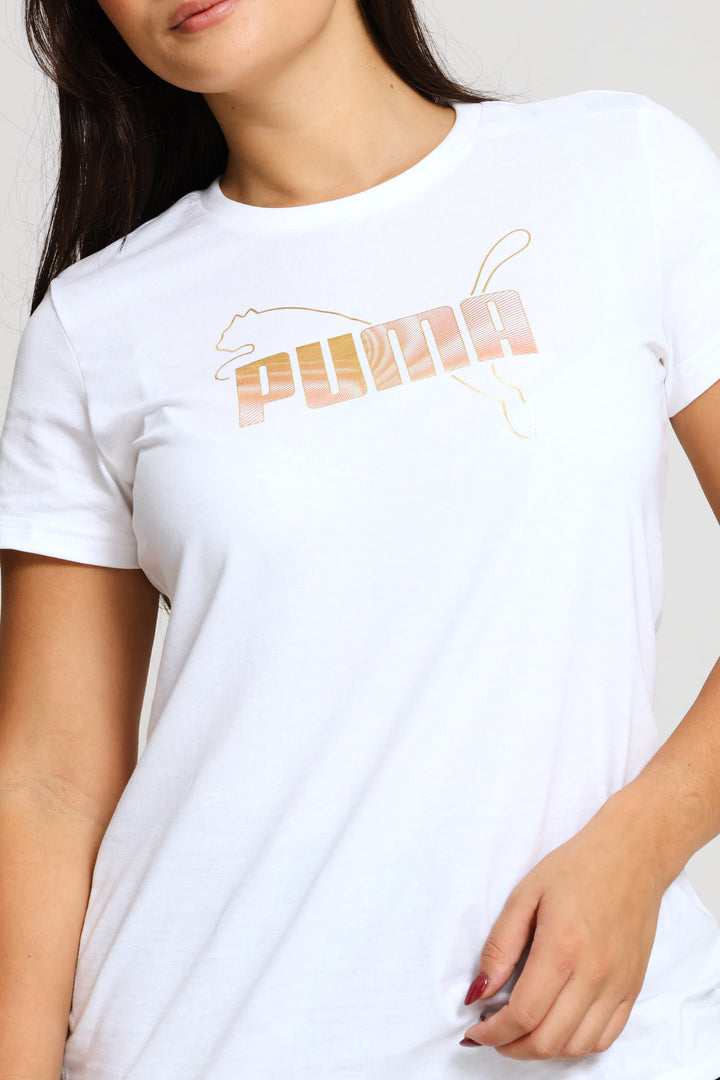 Essential Logo Lab Metallic Tee - White