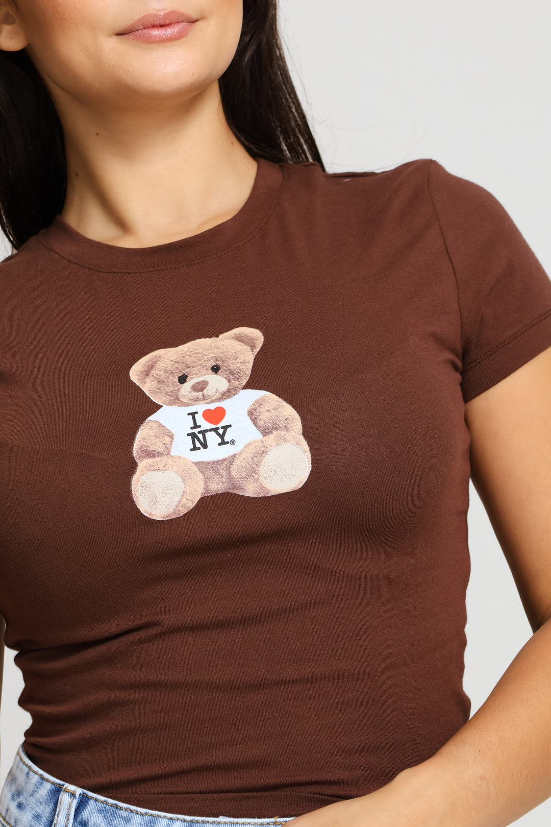 Teddy Printed Baby Tee - Chocolate