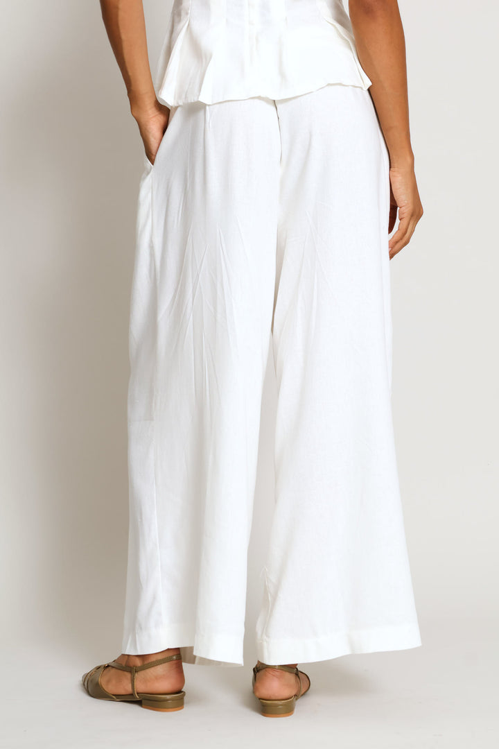 Pleated Wideleg Culotte Pant - Milk