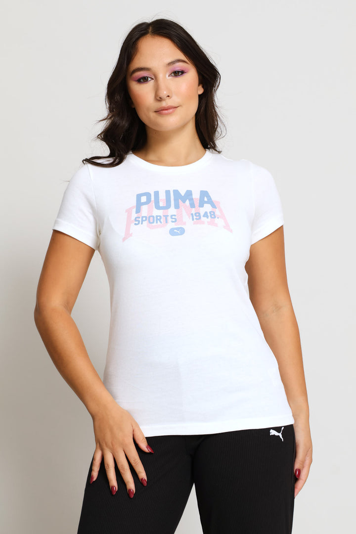 Graphic Varsity Tee - White