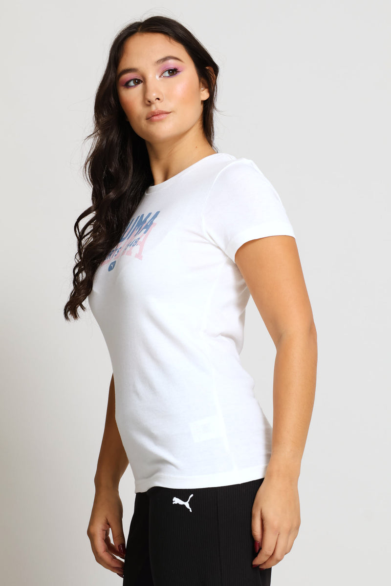 Graphic Varsity Tee - White